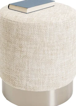 KARE Hocker Berry High Silber Beige Ø39cm