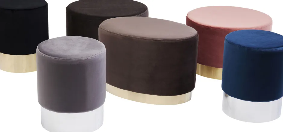 KARE Hocker Cherry Hellgrau Silver Ø35cm