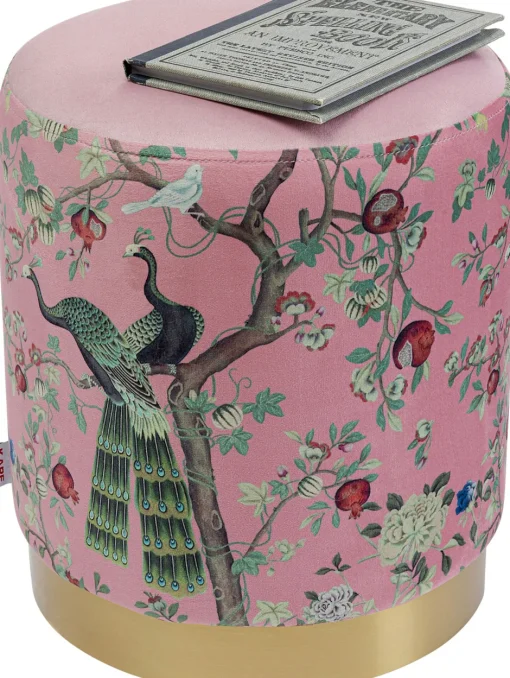 KARE Hocker Cherry Peacock Brass Ø32cm