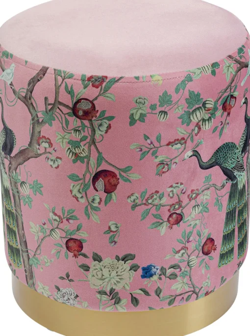 KARE Hocker Cherry Peacock Brass Ø32cm