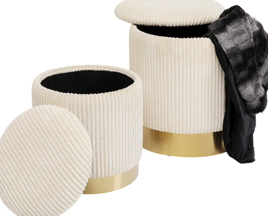 KARE Hocker Cherry Storage Cord Creme (2/Set)