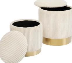 KARE Hocker Cherry Storage Cord Creme (2/Set)