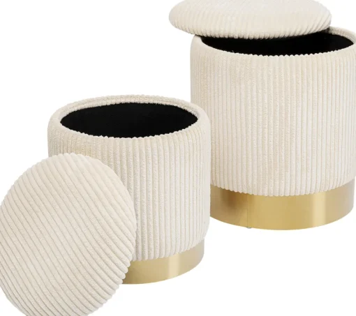 KARE Hocker Cherry Storage Cord Creme (2/Set)