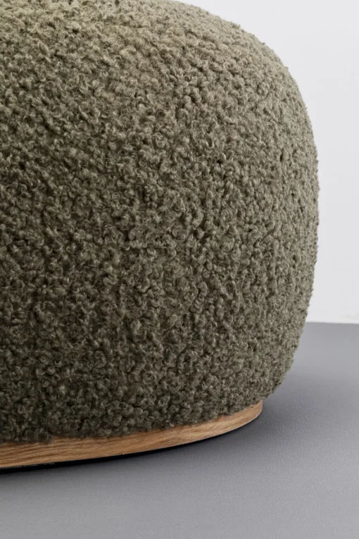 KARE Hocker Pebble Boucle Oliv 81cm