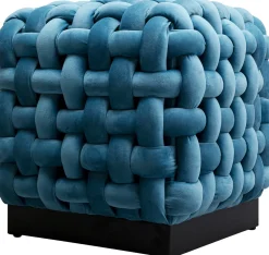 KARE Hocker Weave Square Blau 47x47cm