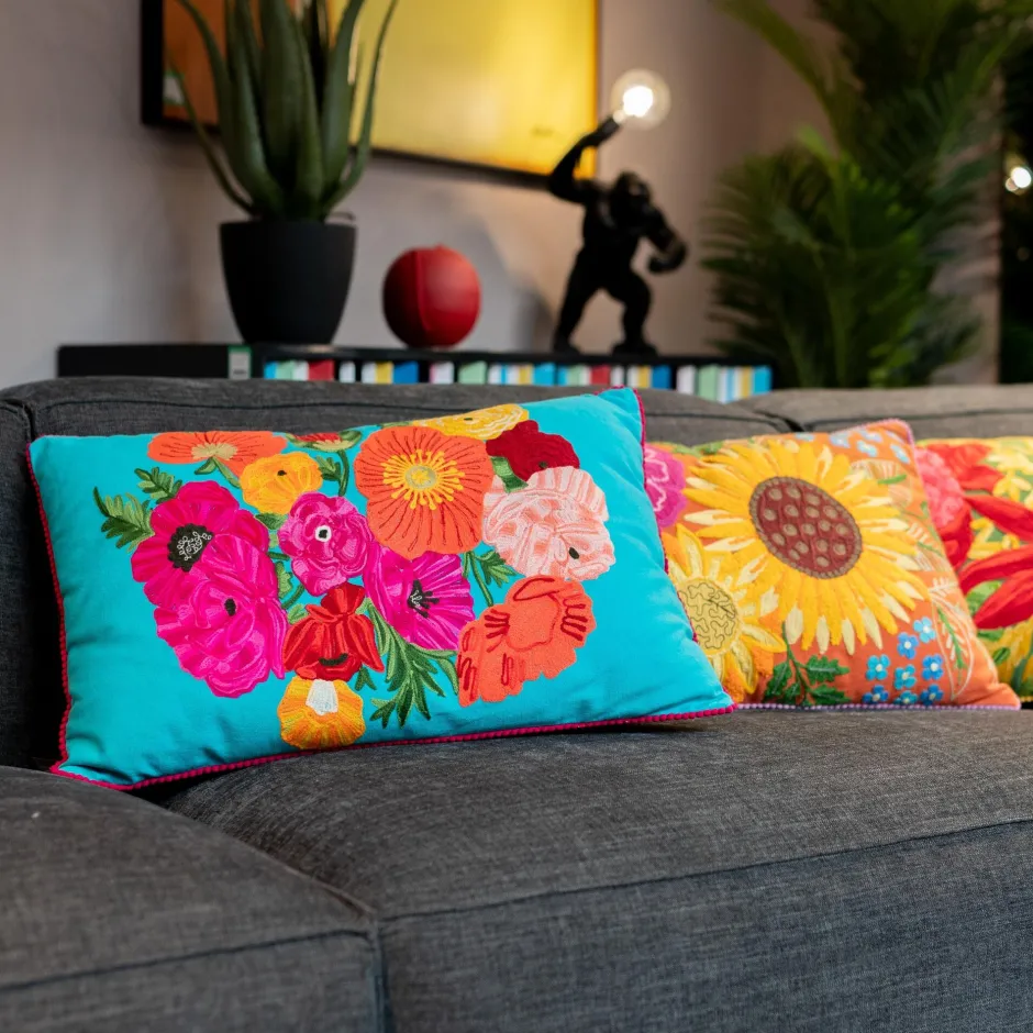 KARE Kissen Fiorista Blau 60x40cm