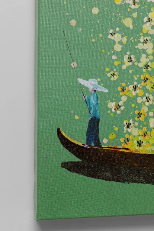 KARE Leinwandbild Flower Boat Grün Gelb 80x100cm