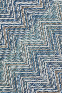 KARE Outdoor Teppich Zigzag Blau 230x330cm