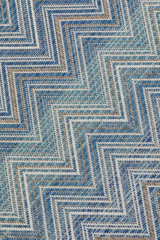 KARE Outdoor Teppich Zigzag Blau 230x330cm