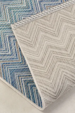 KARE Outdoor Teppich Zigzag Blau 230x330cm