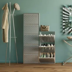 KARE Schuhkipper Caruso 3-er silber/geflext