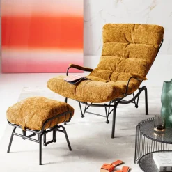 KARE Sessel + Hocker Vienna Swing Gelb