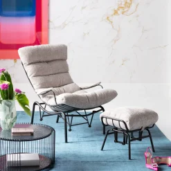 KARE Sessel + Hocker Vienna Swing Beige