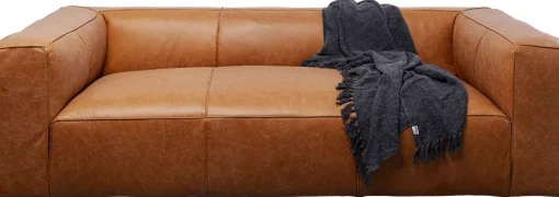 KARE Sofa Cubetto Smart Leder Hellbraun 220cm