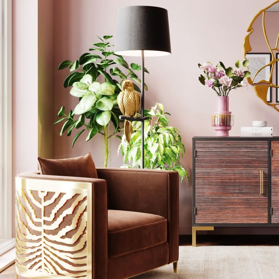 KARE Stehleuchte Animal Parrot Gold 176cm