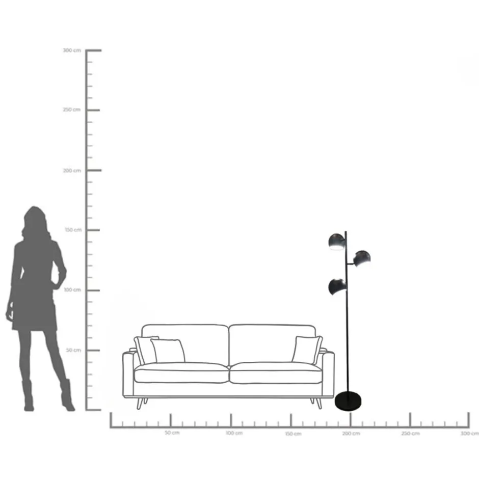 KARE Stehleuchte Calotta Schwarz 3er 151cm