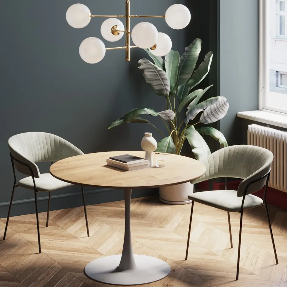 KARE Tisch Schickeria Eichenoptik Weiß Ø110cm