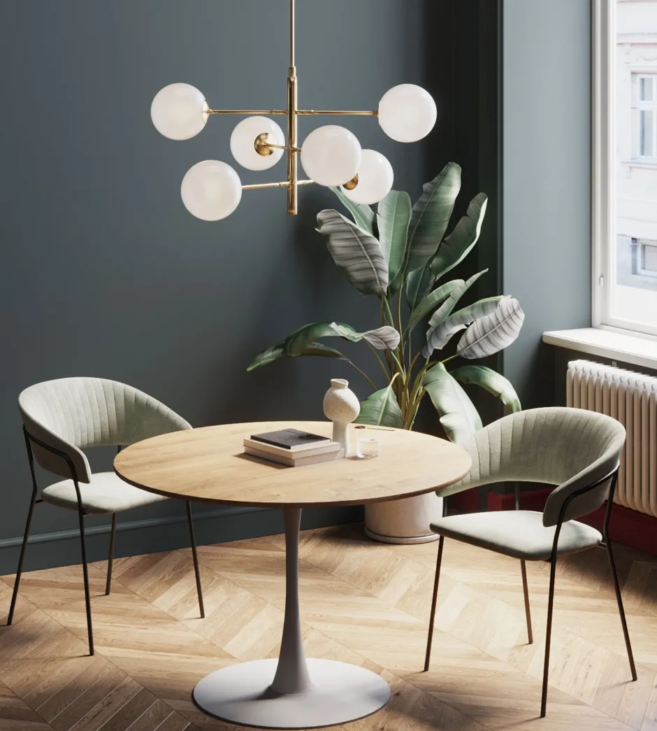 KARE Tisch Schickeria Eichenoptik Weiß Ø110cm