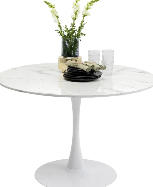 KARE Tisch Schickeria Marmor Weiß Ø110cm