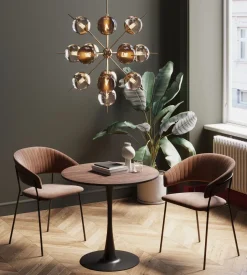 KARE Tisch Schickeria Walnussoptik Schwarz Ø80cm