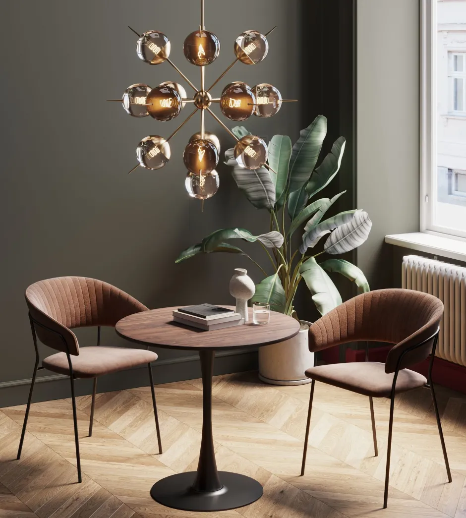 KARE Tisch Schickeria Walnussoptik Schwarz Ø80cm