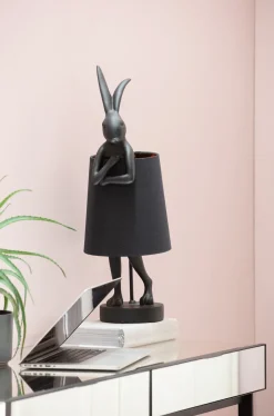 KARE Tischleuchte Animal Rabbit Matt Schwarz 68cm