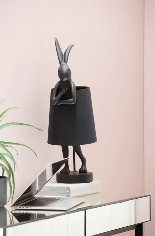 KARE Tischleuchte Animal Rabbit Matt Schwarz 68cm