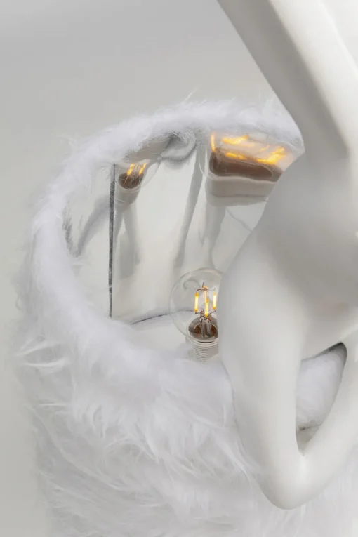 KARE Tischleuchte Animal Rabbit Fur Weiß/Silber 68cm