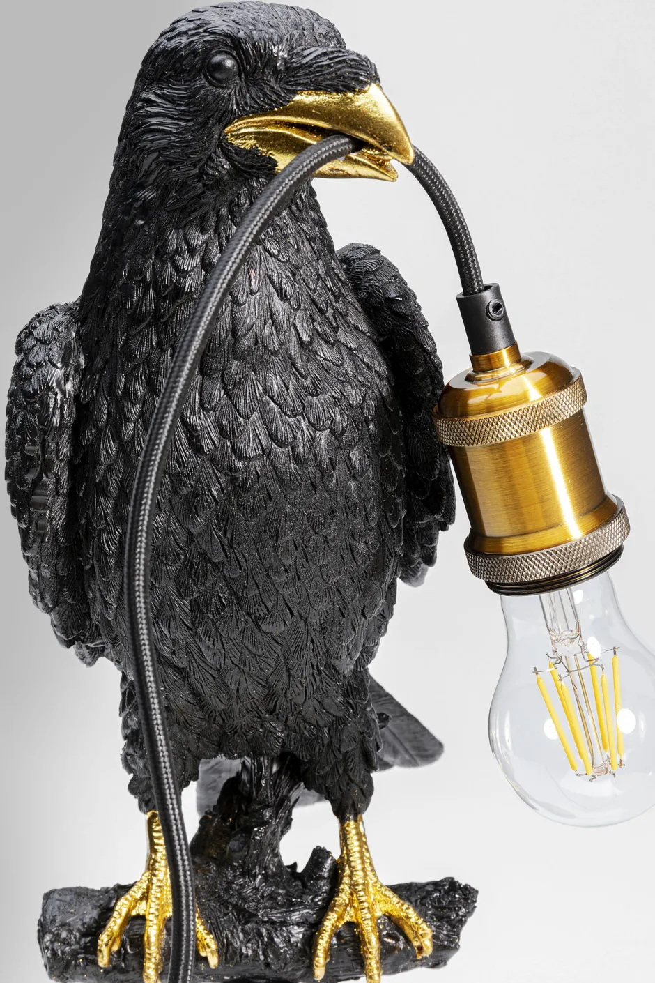 KARE Tischleuchte Animal Sitting Crow Matt Schwarz 61cm