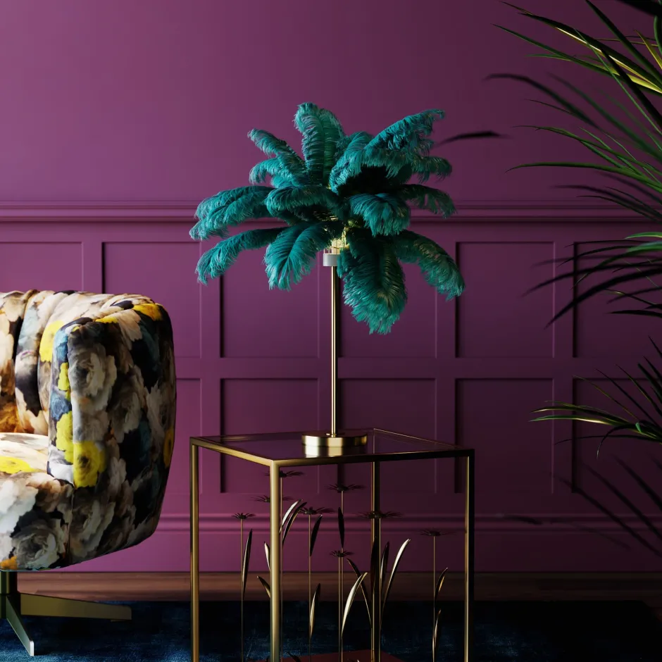 KARE Tischleuchte Feather Palm Grün 60cm