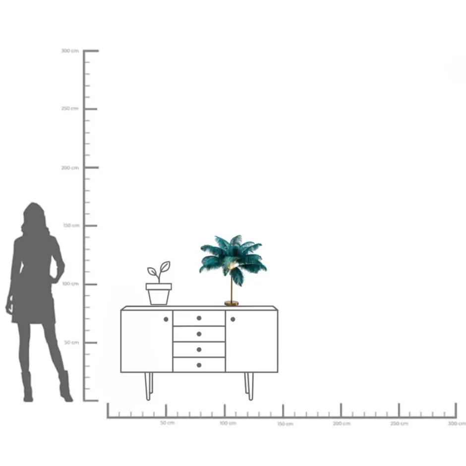 KARE Tischleuchte Feather Palm Grün 60cm