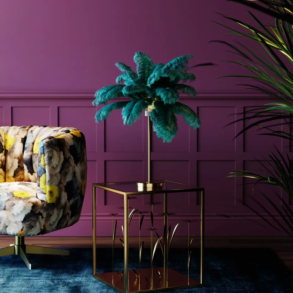 KARE Tischleuchte Feather Palm Grün 60cm