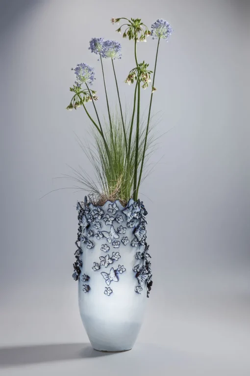 KARE Vase Butterflies Lightblue 50cm