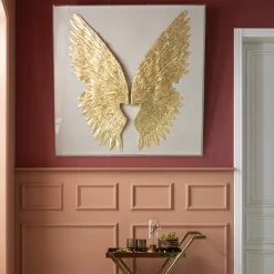 KARE Wandschmuck Wings Gold-Weiß 120x120cm