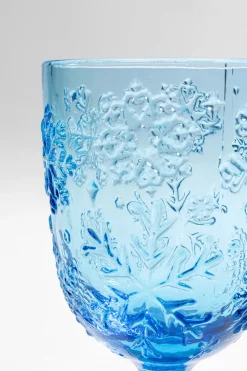 KARE Weinglas Ice Flowers Blau